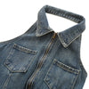 Halter Neck Belted Ripped Denim Mini Dress