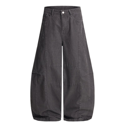 Curved Blade Wide Leg Patchwork Casual Pants