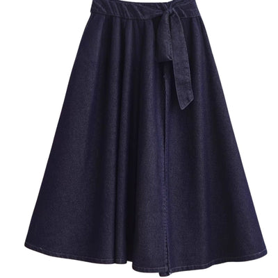 Halter Neck Denim Belted Dress