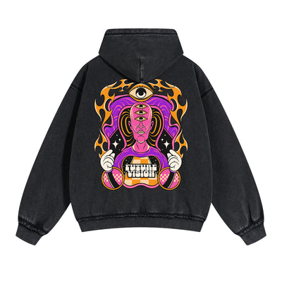 Future Vision Graphic Double Slider Zip Hoodie-INNBLAC