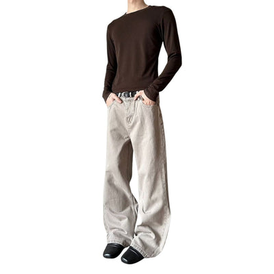 Minimalist Washed Straight Leg Denim Jeans