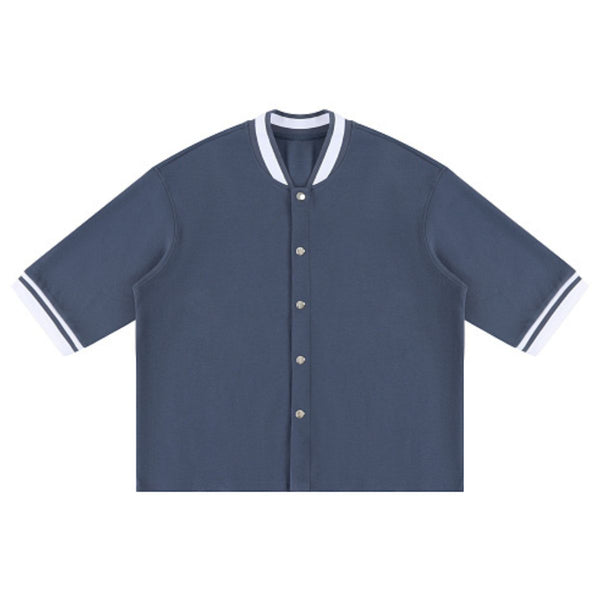 Heavyweight V Neck Button Cardigan Tee 320G