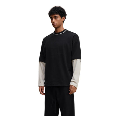 Velour Mock Layered Raglan Sleeve Top