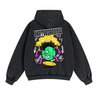 Skateboarding Graffiti Cartoon Double Slider Zip Hoodie-INNBLAC