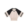 Fitted Color Splice Flare Sleeve Feminine Tee