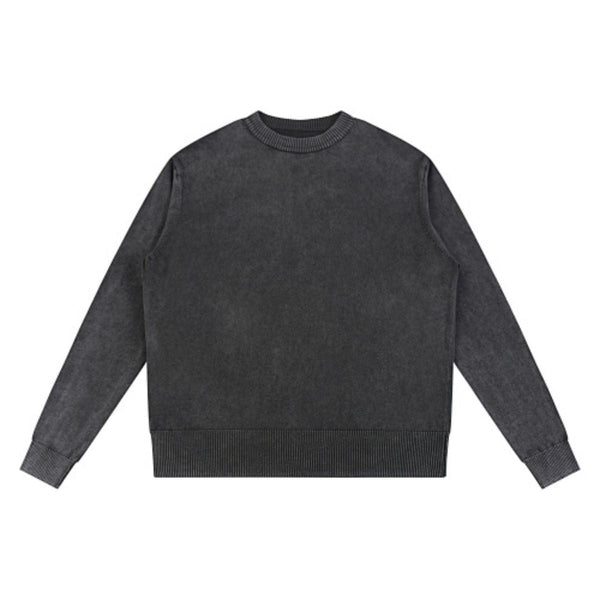 Vintage Snow Wash Relaxed Fit Cotton Knit Sweater