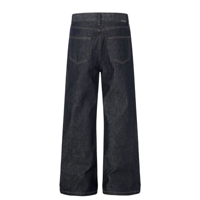 Raw Denim Wide Leg Metal Hardware Jeans