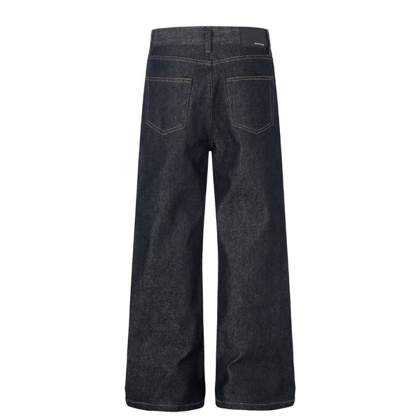 Raw Denim Wide Leg Metal Hardware Jeans
