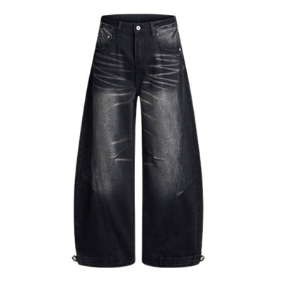 Gradient Washed Whiskered Relaxed Adjustable Hem Pants