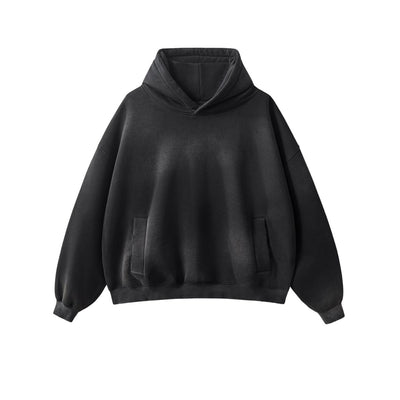 Oversized Spray-Bleach Distressed Fleece Hoodie