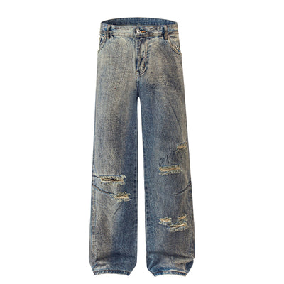 Vintage Distressed Ripped Relaxed-Straight Jeans