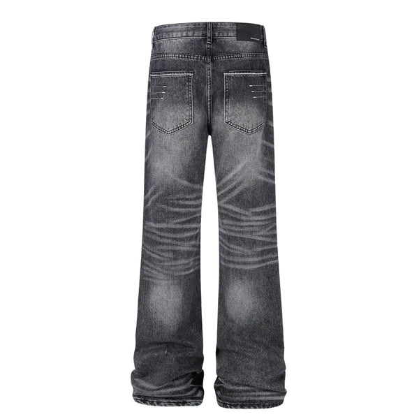 Vintage Washed Black Flared Denim Jeans