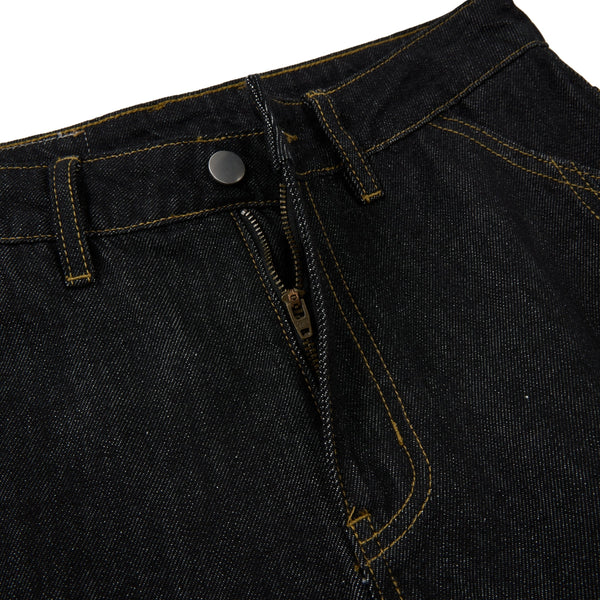 Washed Contrast-Stitch Baggy Relaxed Carpenter Denim Pants