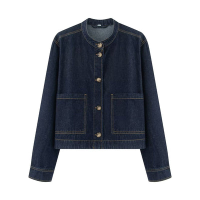 Indigo Button-Front Baggy Denim Jacket