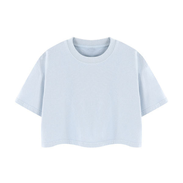 Snowflake Washed Boxy Cropped Cotton Tee 2026