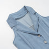 Light Blue Button-Front Denim Maxi Dress