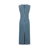 Round Neck Sleeveless Denim Midi Dress