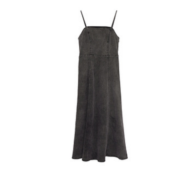 Washed Spaghetti Strap Denim Midi Dress