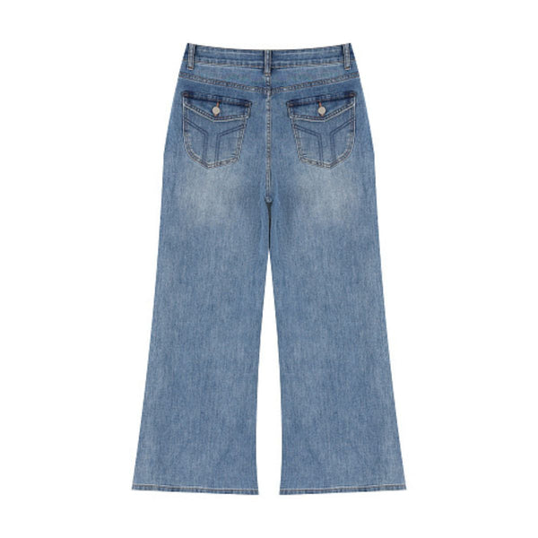 425G Light Wash High-Waisted Wide Leg Jeans