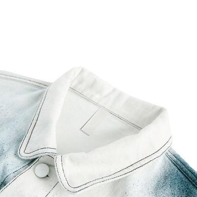 Hipster-style Tie-dye Vintage Loose Gradient-color Denim Jacket