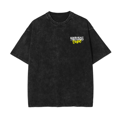 Ambient Techno Streetwear Graphic Washed Tee-INNBLAC