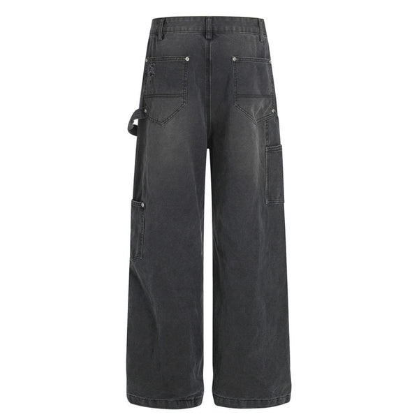 Men's Distressed Punk Cargo Pants – Loose Wide-Leg Streetwear