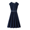 Denim Sleeveless Belted Midi Dress