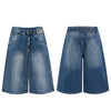 Retro Washed Denim Wide-Leg Bermuda Short