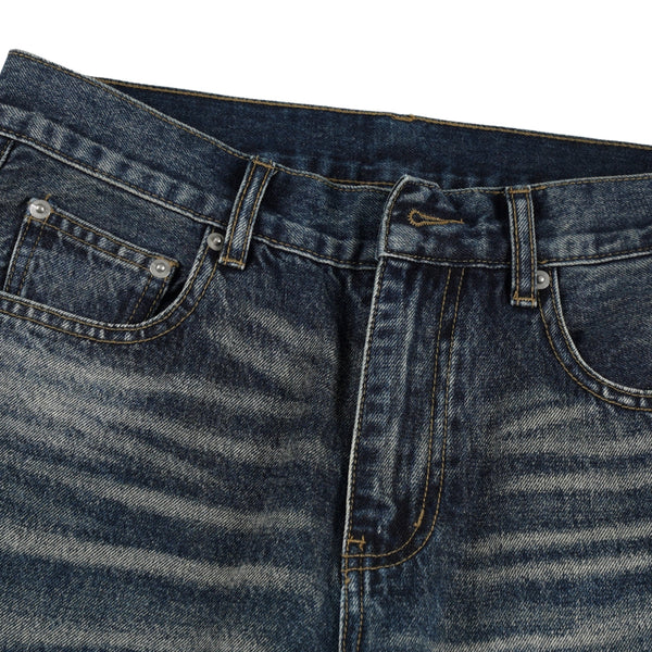 Blue Washed Baggy Cat Whisker Jeans