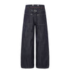 Raw Indigo Wide Leg Jeans with Metal Horsebit Detail