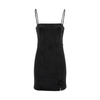 Black Denim Spaghetti Strap Mini Dress
