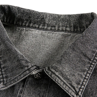 Stitched Diamond Design Relaxed Water-washed Denim Work Jacket