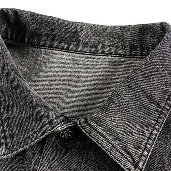 Stitched Diamond Design Relaxed Water-washed Denim Work Jacket