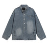 Heavy Washed Distressed Retro Simple Casual Denim Jacket