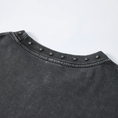 Vintage Washed Oversized Metal Rivet Neckline Tee