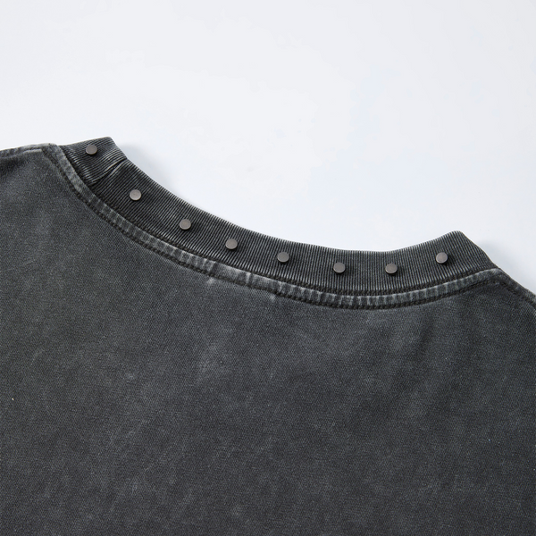 Vintage Washed Oversized Metal Rivet Neckline Tee