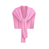 Front Tie Ribbed Knit Shoulder Wrap