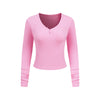 Long-Sleeve Ribbed Henley Top 275gsm