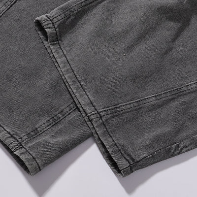 Faded Grey Distressed Wide Leg Vintage Jeans