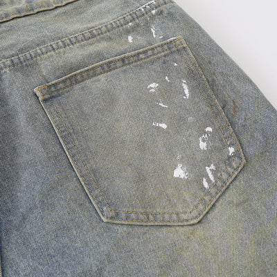 Ink Splash Vintage Wash Bermuda Shorts