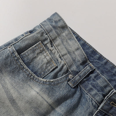 Faded Wash Vintage Relaxed Wide Leg Denim Jeans