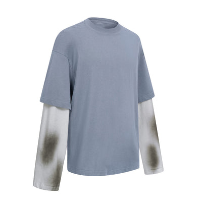 Washed Colorblock Contrast Sleeve Tee