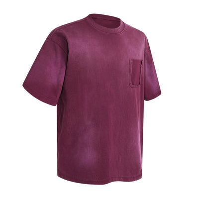 Swirl Dyed Distressed Pocket Loose Fit Crew Tee