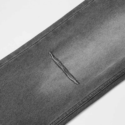 Vintage Wash Ripped Knee Straight-Leg Jeans