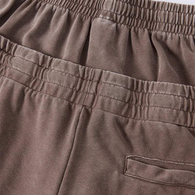 Double Waistband Snow Washed Distressed Shorts