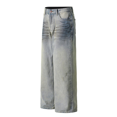 Wrinkle Wash Loose Straight Jeans