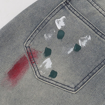 Paint Splatter Distressed Wide Leg Denim