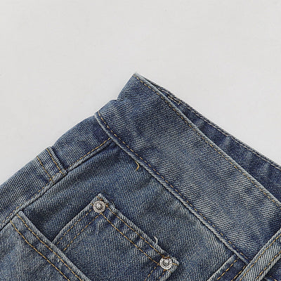 Wide Leg Pinstripe Detail Denim Jeans