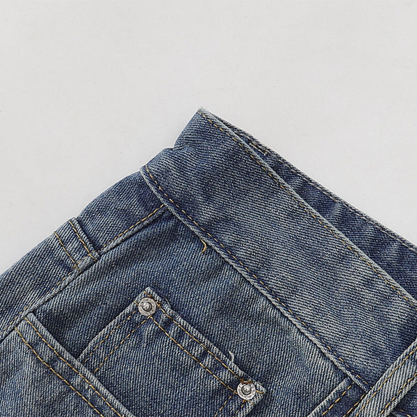 Wide Leg Pinstripe Detail Denim Jeans