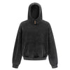 Front Pocket Button Detail Oversized Washed Hoodie